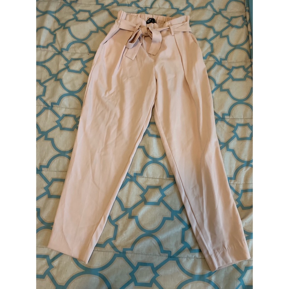 Paper bag waist pink pants